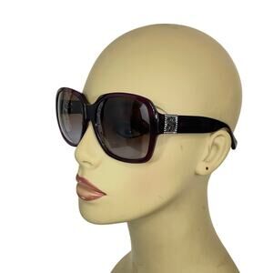 Coach Adele Large Frame Sunglasses Purple Bug Eye L015 Y2K 00s Preppy Logo